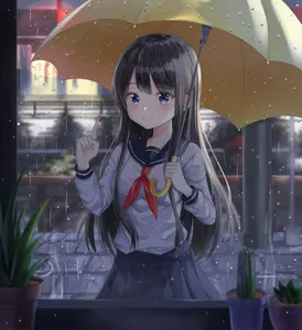雨天撑伞可爱又浪漫的图