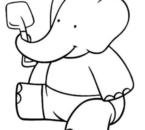 正在玩球的大象简笔画