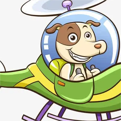 开飞机的小狗简笔画头像，卡通小狗开飞机头像