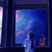 小女孩仰望星空头像图片
