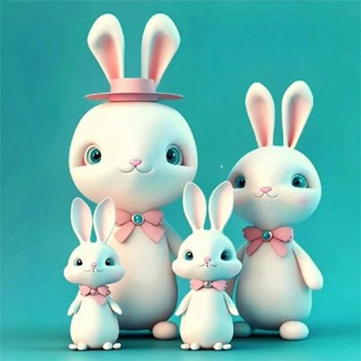 2023兔年兔子温馨亲子全家福头像图片