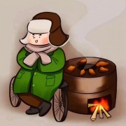 东北版情侣冬天烤红薯头像可爱图片，一对两张卡通温馨情头